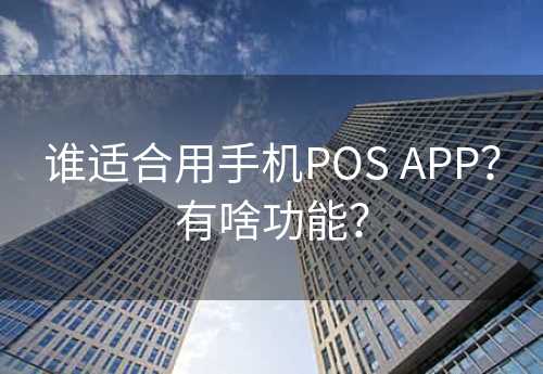 谁适合用手机POS APP？有啥功能？