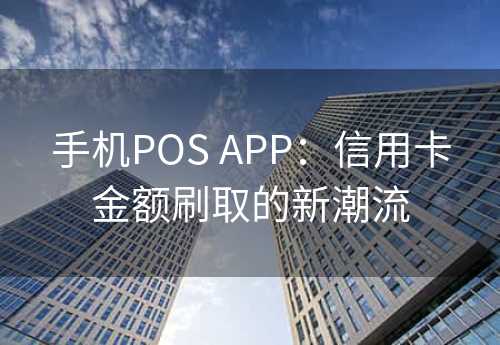 手机POS APP：信用卡金额刷取的新潮流