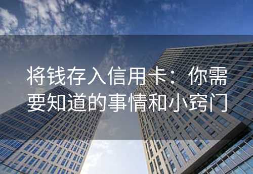 将钱存入信用卡：你需要知道的事情和小窍门