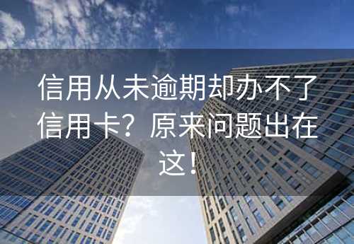 信用从未逾期却办不了信用卡？原来问题出在这！