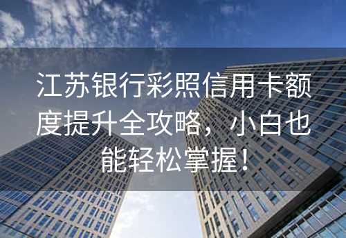 江苏银行彩照信用卡额度提升全攻略，小白也能轻松掌握！