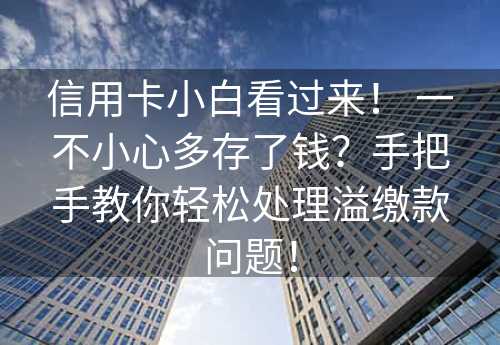 信用卡小白看过来！ 一不小心多存了钱？手把手教你轻松处理溢缴款问题！