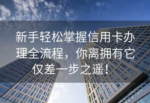 新手轻松掌握信用卡办理全流程，你离拥有它仅差一步之遥！ 