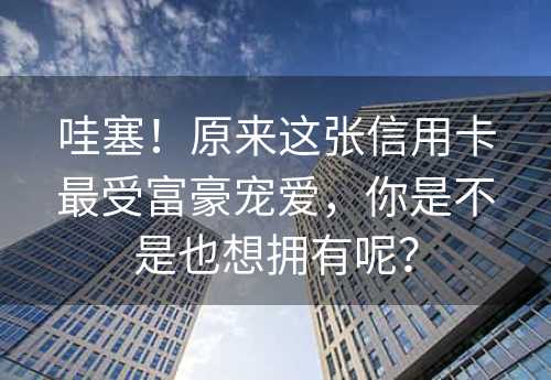 哇塞！原来这张信用卡最受富豪宠爱，你是不是也想拥有呢？