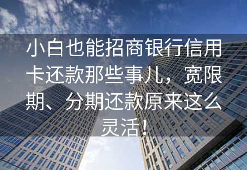 小白也能招商银行信用卡还款那些事儿，宽限期、分期还款原来这么灵活！