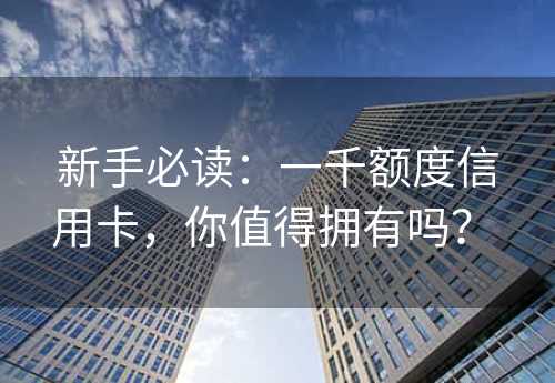 新手必读：一千额度信用卡，你值得拥有吗？ 