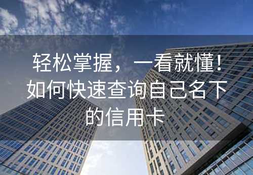 轻松掌握，一看就懂！如何快速查询自己名下的信用卡 