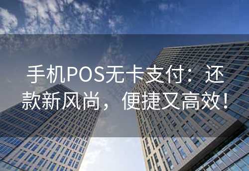 手机POS无卡支付：还款新风尚，便捷又高效！