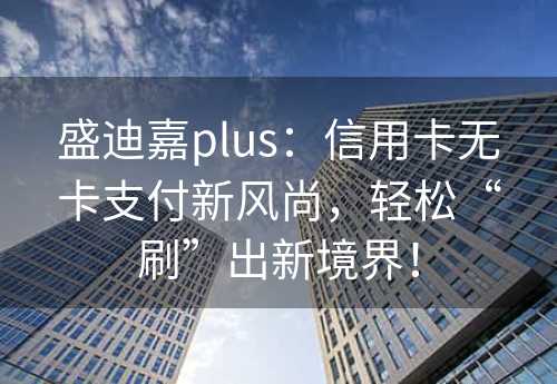 盛迪嘉plus：信用卡无卡支付新风尚，轻松“刷”出新境界！