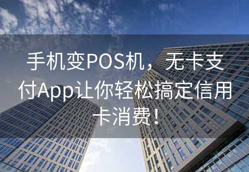 手机变POS机，无卡支付App让你轻松搞定信用卡消费！