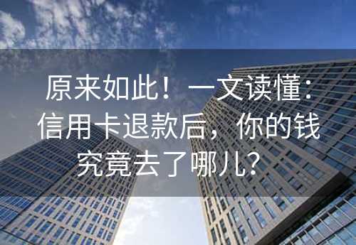 原来如此！一文读懂：信用卡退款后，你的钱究竟去了哪儿？ 