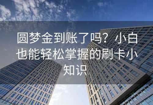 圆梦金到账了吗？小白也能轻松掌握的刷卡小知识 