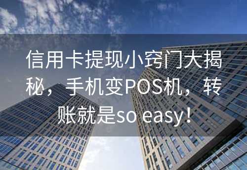 信用卡提现小窍门大揭秘，手机变POS机，转账就是so easy！