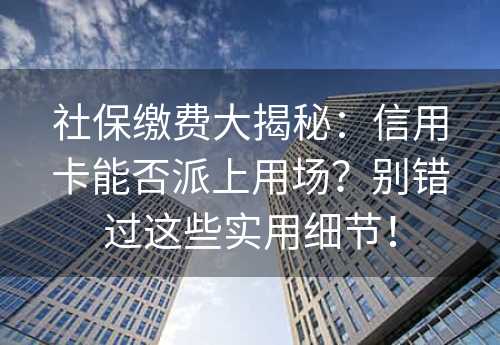 社保缴费大揭秘：信用卡能否派上用场？别错过这些实用细节！