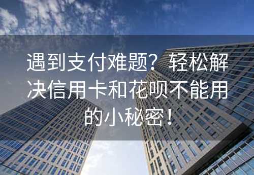 遇到支付难题？轻松解决信用卡和花呗不能用的小秘密！