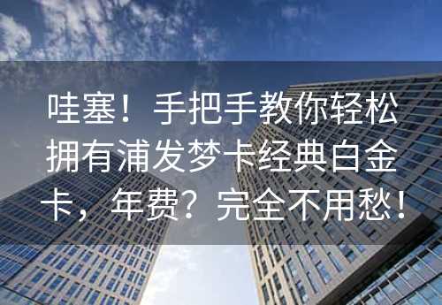 哇塞！手把手教你轻松拥有浦发梦卡经典白金卡，年费？完全不用愁！