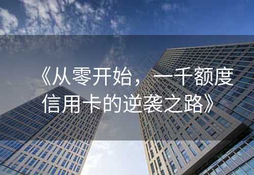 《从零开始，一千额度信用卡的逆袭之路》