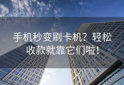 手机秒变刷卡机？轻松收款就靠它们啦！