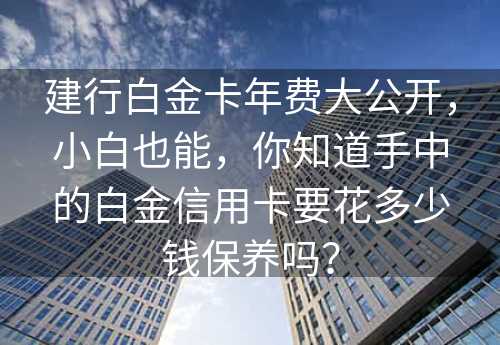 建行白金卡年费大公开，小白也能，你知道手中的白金信用卡要花多少钱保养吗？