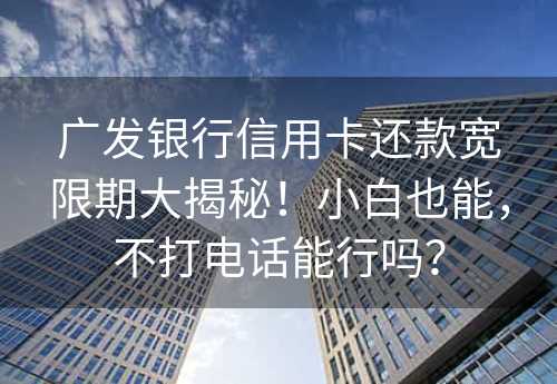 广发银行信用卡还款宽限期大揭秘！小白也能，不打电话能行吗？