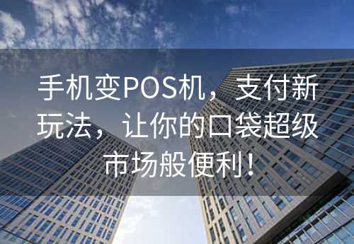 手机变POS机，支付新玩法，让你的口袋超级市场般便利！