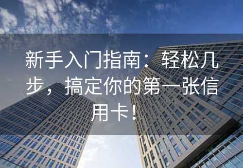 新手入门指南：轻松几步，搞定你的第一张信用卡！ 