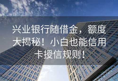 兴业银行随借金，额度大揭秘！小白也能信用卡授信规则！