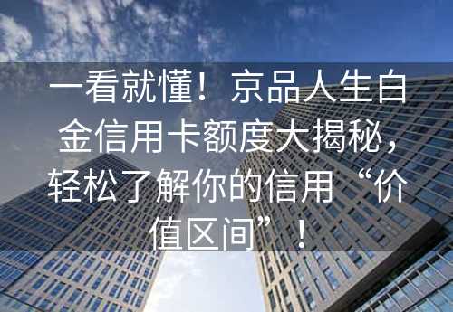 一看就懂！京品人生白金信用卡额度大揭秘，轻松了解你的信用“价值区间”！