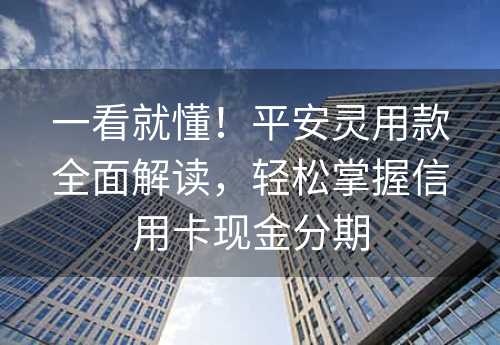 一看就懂！平安灵用款全面解读，轻松掌握信用卡现金分期