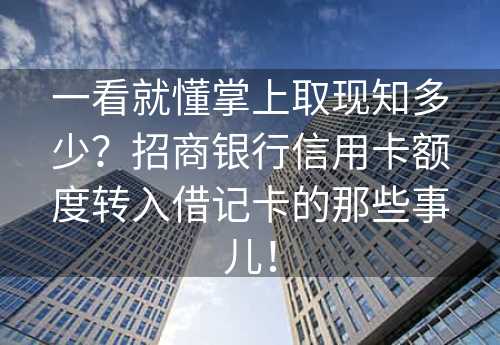 一看就懂掌上取现知多少？招商银行信用卡额度转入借记卡的那些事儿！