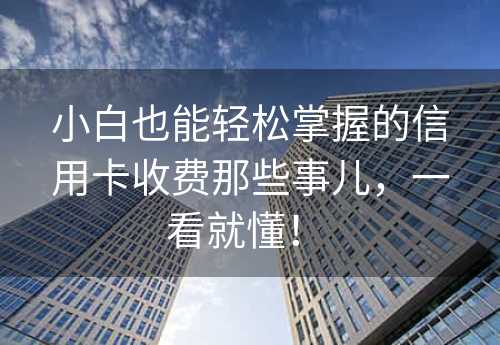 小白也能轻松掌握的信用卡收费那些事儿，一看就懂！ 