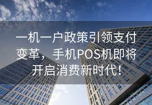 一机一户政策引领支付变革，手机POS机即将开启消费新时代！