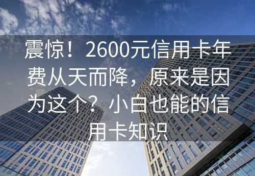 震惊！2600元信用卡年费从天而降，原来是因为这个？小白也能的信用卡知识