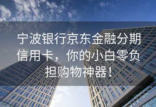 宁波银行京东金融分期信用卡，你的小白零负担购物神器！