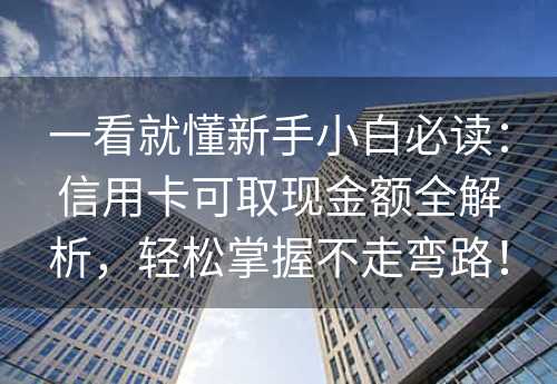 一看就懂新手小白必读：信用卡可取现金额全解析，轻松掌握不走弯路！