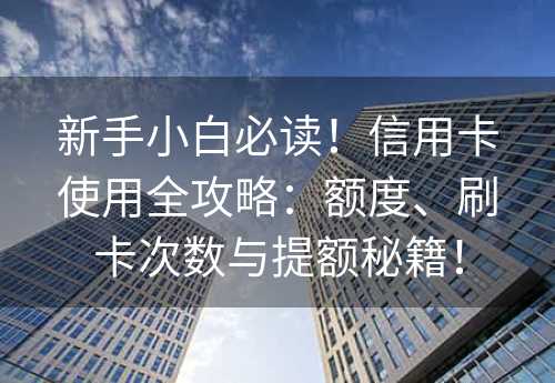 新手小白必读！信用卡使用全攻略：额度、刷卡次数与提额秘籍！