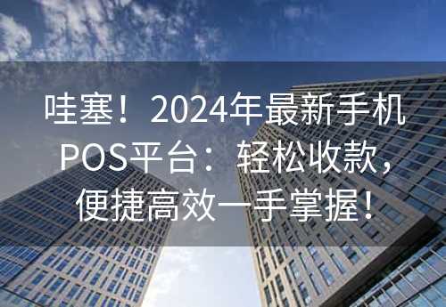 哇塞！2024年最新手机POS平台：轻松收款，便捷高效一手掌握！