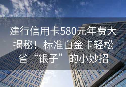 建行信用卡580元年费大揭秘！标准白金卡轻松省“银子”的小妙招