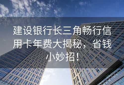 建设银行长三角畅行信用卡年费大揭秘，省钱小妙招！