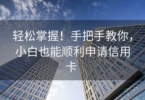 轻松掌握！手把手教你，小白也能顺利申请信用卡 