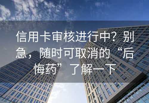 信用卡审核进行中？别急，随时可取消的“后悔药”了解一下