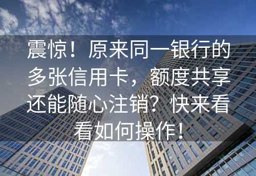 震惊！原来同一银行的多张信用卡，额度共享还能随心注销？快来看看如何操作！