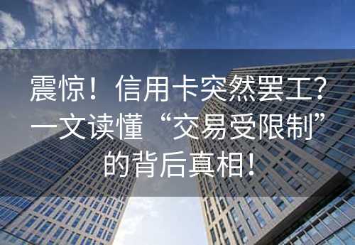 震惊！信用卡突然罢工？一文读懂“交易受限制”的背后真相！