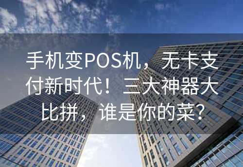 手机变POS机，无卡支付新时代！三大神器大比拼，谁是你的菜？