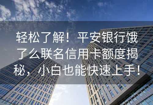 轻松了解！平安银行饿了么联名信用卡额度揭秘，小白也能快速上手！