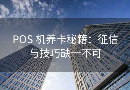 POS 机养卡秘籍：征信与技巧缺一不可