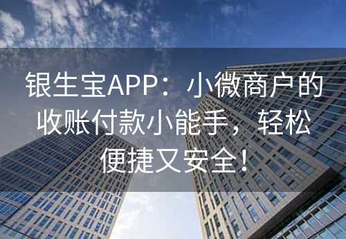 银生宝APP：小微商户的收账付款小能手，轻松便捷又安全！