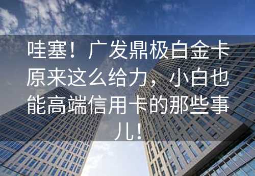 哇塞！广发鼎极白金卡原来这么给力，小白也能高端信用卡的那些事儿！