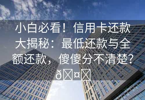 小白必看！信用卡还款大揭秘：最低还款与全额还款，傻傻分不清楚？🤔