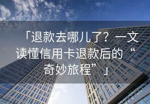 「退款去哪儿了？一文读懂信用卡退款后的“奇妙旅程”」